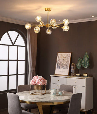 Lustra Suspension Lampe Boule en Cristal et Laiton en Grappe