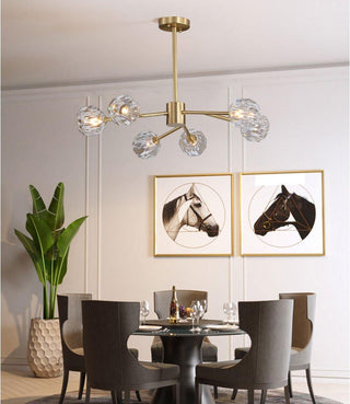 Lustra Suspension Lampe Boule en Cristal et Laiton en Grappe