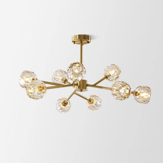 Lustra Suspension Lampe Boule en Cristal et Laiton en Grappe
