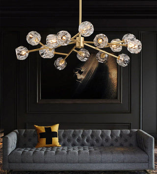 Lustra Suspension Lampe Boule en Cristal et Laiton en Grappe