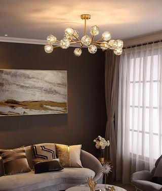 Lustra Suspension Lampe Boule en Cristal et Laiton en Grappe