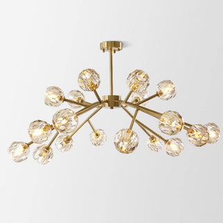 Lustra Suspension Lampe Boule en Cristal et Laiton en Grappe