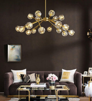 Lustra Suspension Lampe Boule en Cristal et Laiton en Grappe