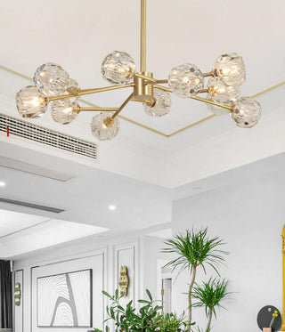 Lustra Suspension Lampe Boule en Cristal et Laiton en Grappe