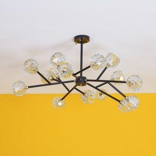 Lustra Suspension Lampe Boule en Cristal et Laiton en Grappe