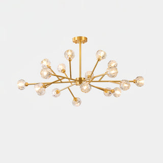 Lustra Suspension Lampe Boule en Cristal et Laiton en Grappe