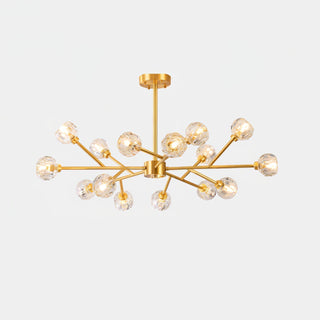 Lustra Suspension Lampe Boule en Cristal et Laiton en Grappe