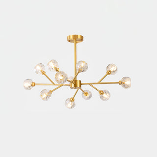 Lustra Suspension Lampe Boule en Cristal et Laiton en Grappe