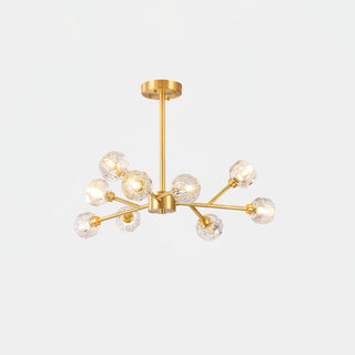 Lustra Suspension Lampe Boule en Cristal et Laiton en Grappe
