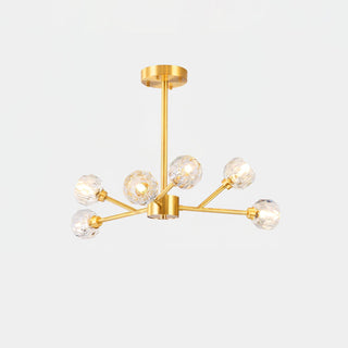 Lustra Suspension Lampe Boule en Cristal et Laiton en Grappe