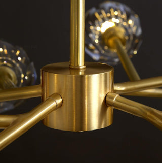 Lustra Suspension Lampe Boule en Cristal et Laiton en Grappe