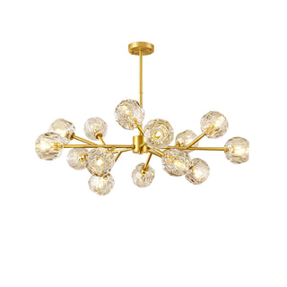 Lustra Suspension Lampe Boule en Cristal et Laiton en Grappe