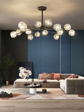 Lustra Suspension Lampe Boule en Cristal et Laiton en Grappe