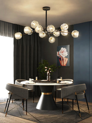 Lustra Suspension Lampe Boule en Cristal et Laiton en Grappe