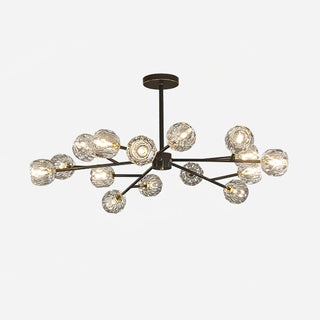 Lustra Suspension Lampe Boule en Cristal et Laiton en Grappe