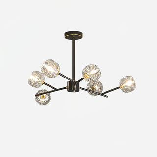 Lustra Suspension Lampe Boule en Cristal et Laiton en Grappe