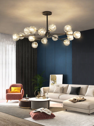 Lustra Suspension Lampe Boule en Cristal et Laiton en Grappe