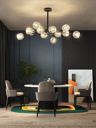 Lustra Suspension Lampe Boule en Cristal et Laiton en Grappe