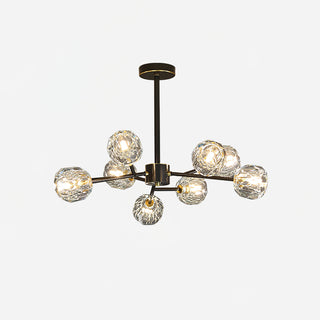 Lustra Suspension Lampe Boule en Cristal et Laiton en Grappe
