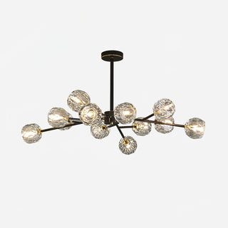 Lustra Suspension Lampe Boule en Cristal et Laiton en Grappe