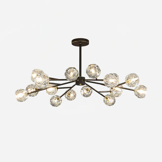 Lustra Suspension Lampe Boule en Cristal et Laiton en Grappe
