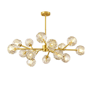 Lustra Suspension Lampe Boule en Cristal et Laiton en Grappe