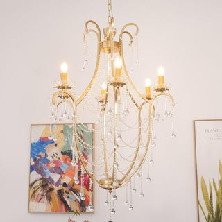 Lustra Lustre Cage à Oiseaux avec Gouttes en Verre