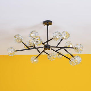 Lustra Suspension Lampe Boule en Cristal et Laiton en Grappe