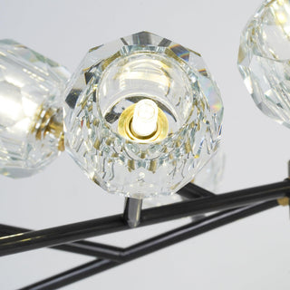 Lustra Suspension Lampe Boule en Cristal et Laiton en Grappe