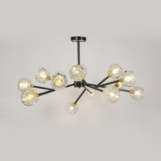 Lustra Suspension Lampe Boule en Cristal et Laiton en Grappe