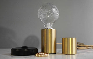 Lyrician Lampe de Table en Laiton Et Verre Industriel