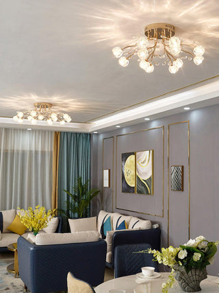 Aballs Postmoderne Luxe Fleur Cristal Plafonnier-Luire