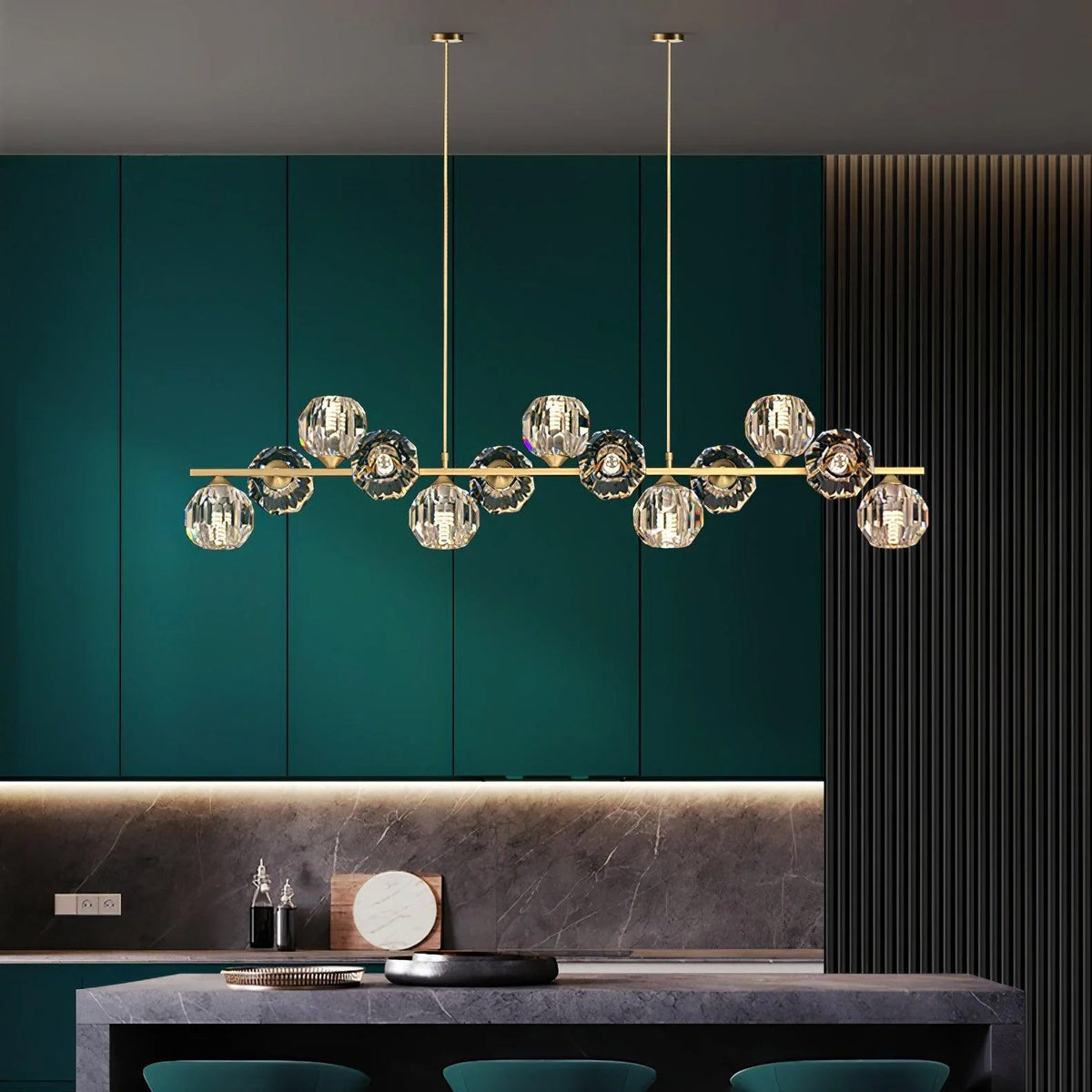 Crystal Glass Ball Chandelier-Neutral Decor