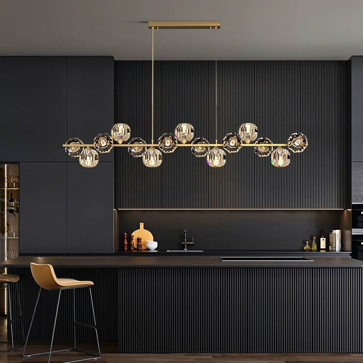 Crystal Glass Ball Chandelier-Neutral Decor