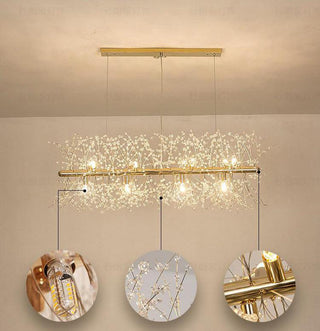 Lustra Lustre Laiton Linéaire Cristal Branche