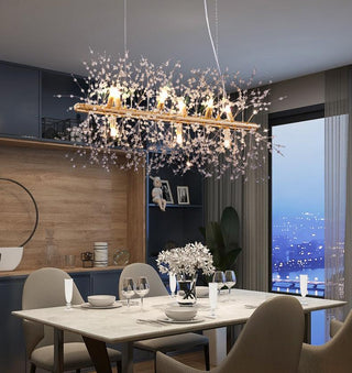 Lustra Lustre Laiton Linéaire Cristal Branche