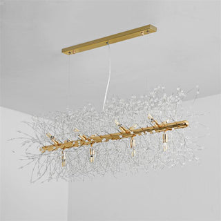Lustra Lustre Laiton Linéaire Cristal Branche