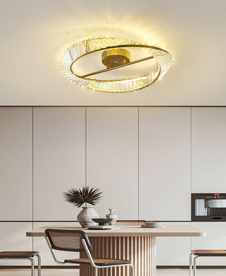 Lustra Plafonnier Anneaux en Cristal et Acier Inoxydable