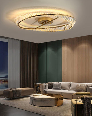 Lustra Plafonnier Anneaux en Cristal et Acier Inoxydable