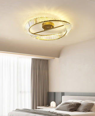 Lustra Plafonnier Anneaux en Cristal et Acier Inoxydable