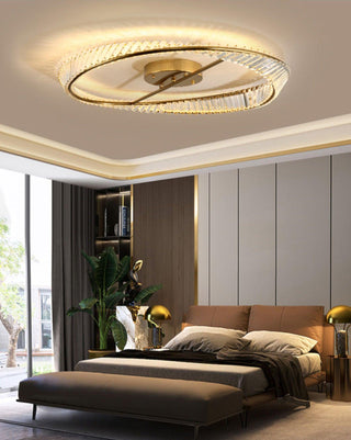 Lustra Plafonnier Anneaux en Cristal et Acier Inoxydable