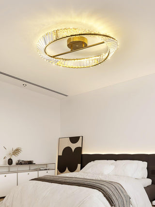 Lustra Plafonnier Anneaux en Cristal et Acier Inoxydable