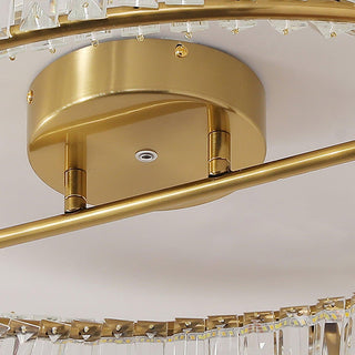 Lustra Plafonnier Anneaux en Cristal et Acier Inoxydable
