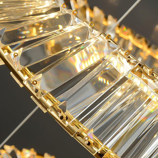 Lustra Plafonnier Anneaux en Cristal et Acier Inoxydable