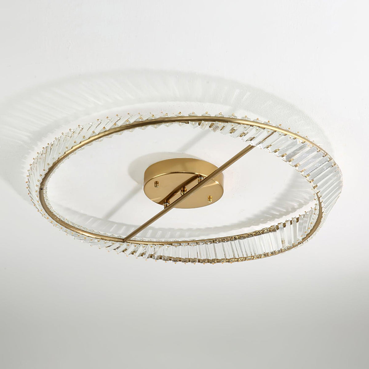 Taletta Plafonnier Anneaux en Cristal et Acier Inoxydable