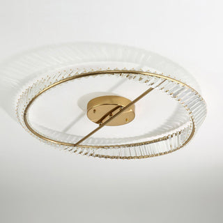 Lustra Plafonnier Anneaux en Cristal et Acier Inoxydable