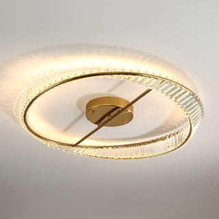 Lustra Plafonnier Anneaux en Cristal et Acier Inoxydable