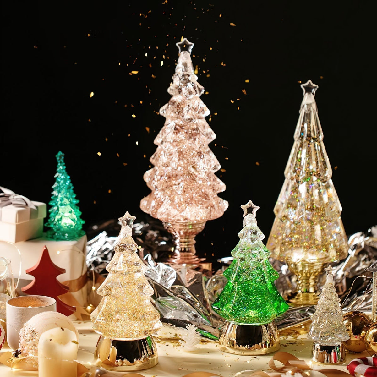 Crystal Lampe à Poser Sapin de Noël (Batterie Intégrée)