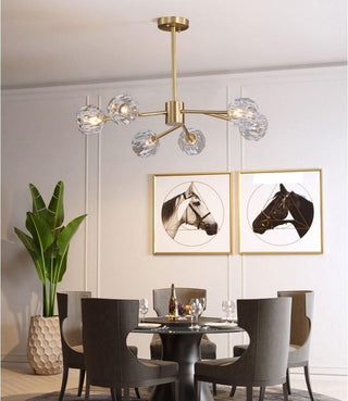 Lustra Suspension Lampe Boule en Cristal et Laiton en Grappe