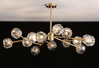 Lustra Suspension Lampe Boule en Cristal et Laiton en Grappe